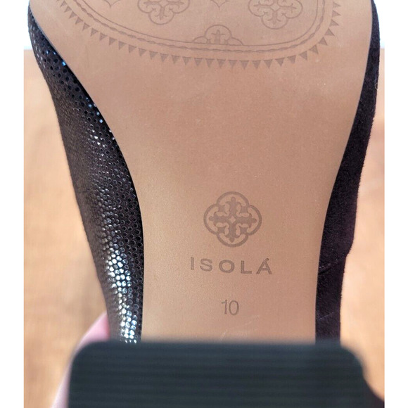 Isola Women’s Size 10 M Chunky Block High Heel Brown Suede Leather Sparkle Pumps - Picture 9 of 10